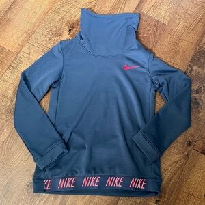 Nike girls turtleneck pullover steel gray blue pink drifit Sz large 14/16